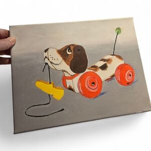 Vintage Dog Pull Toy Canvas Art